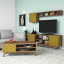 Hanah Home Conjunto de Muebles de Salón Chevron Nogal y Amarillo
